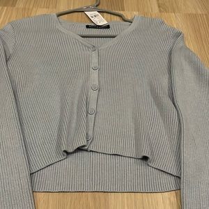 Light Blue Button Down Long Sleeve Shirt from Brandy Melville